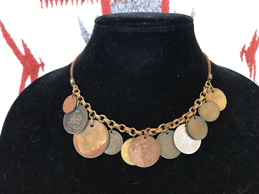 Vintage Hand Made International Coin Necklace