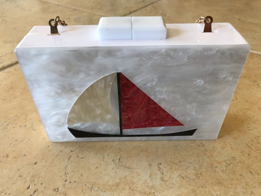 Jessica McClintock Inlaid Sailboat Handbag 7W X 2D X 5H [Photo 3]