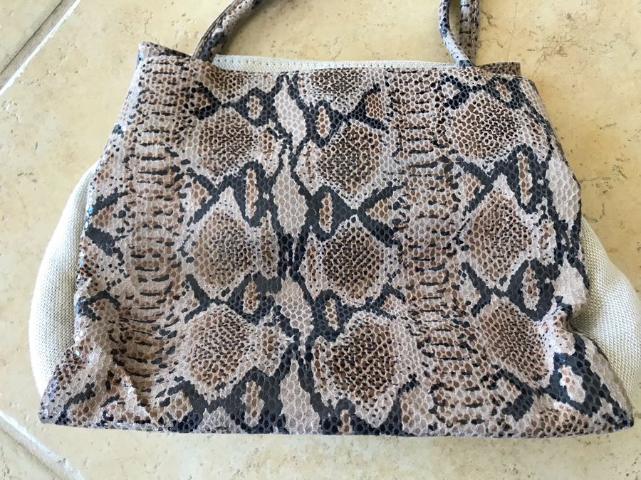 Leather Faux Snakeskin Handbag 12W X 8H [Photo 3]