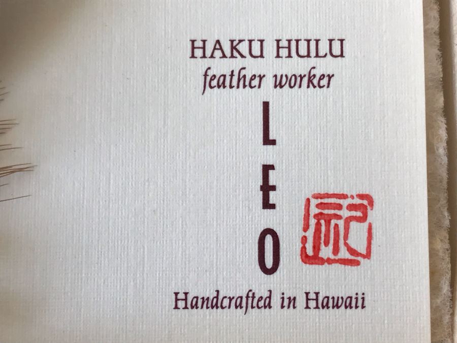 Haku Hulu Feather Worker Leo Handcrafted In Hawaii Brooch Pin [Photo 5]
