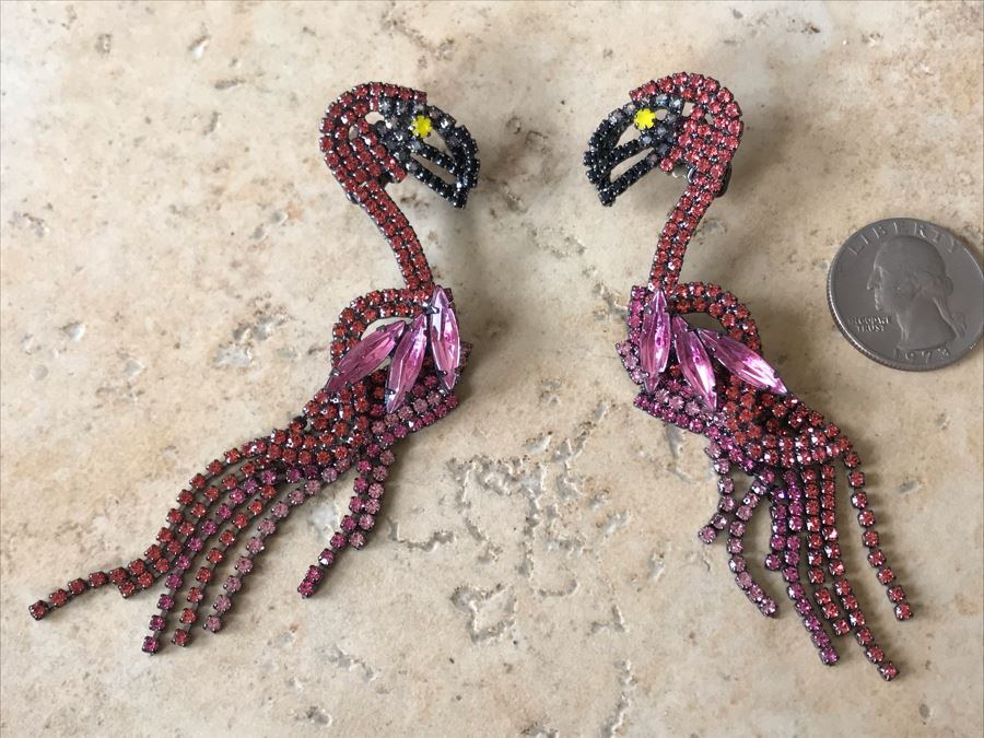 Elizabeth Cole Rhinestone Flamingo Earrings [Photo 6]