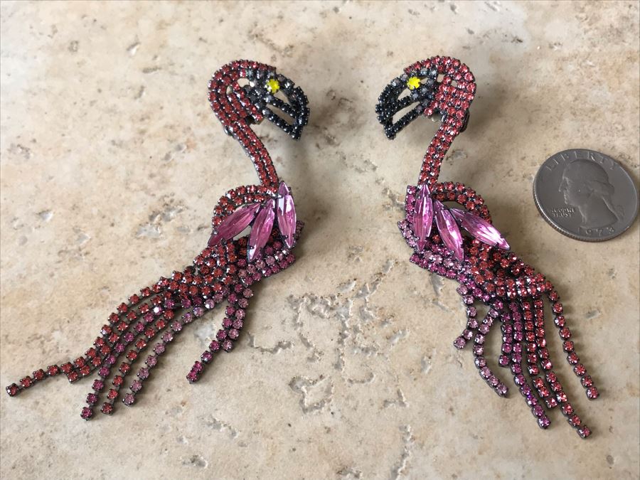 Elizabeth Cole Rhinestone Flamingo Earrings [Photo 5]