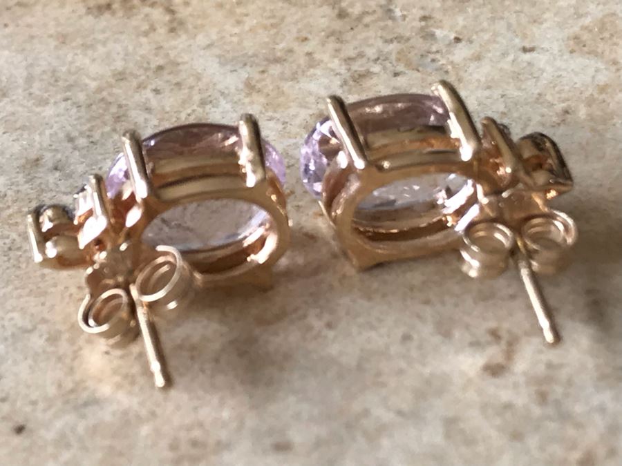 14K Gold + Morganite And Diamonds Earrings 3g [Photo 18]