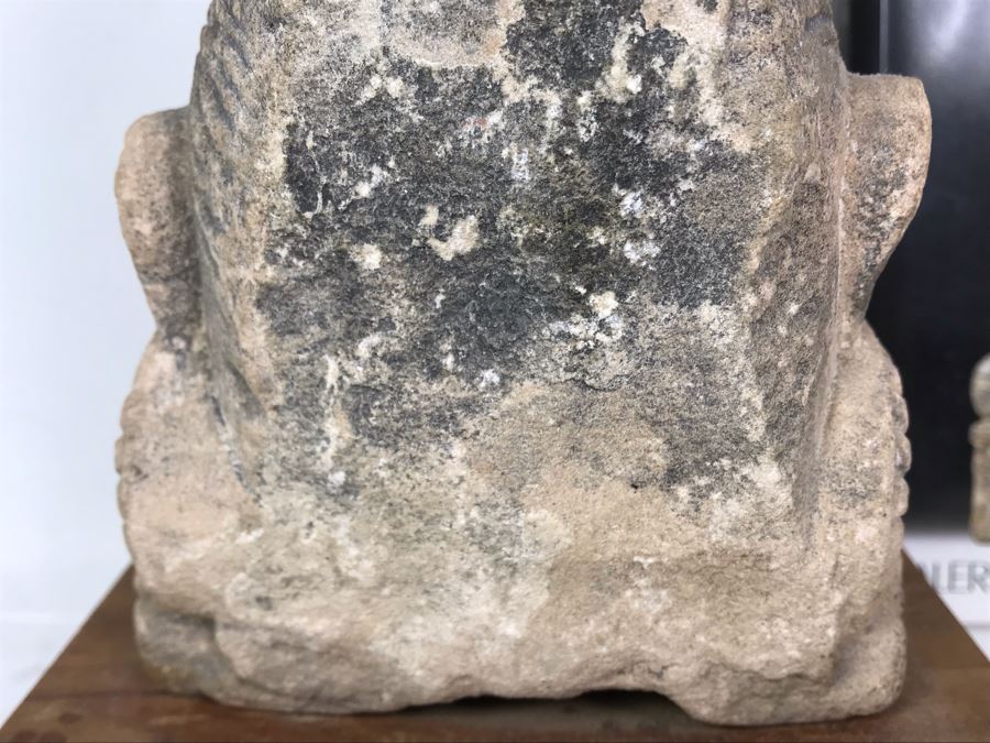 Antique Carved Stone Buddha Sculpture Head Bust With Buddha Sculpture Book 5.5W X 4.5D X 11.5H [Photo 12]