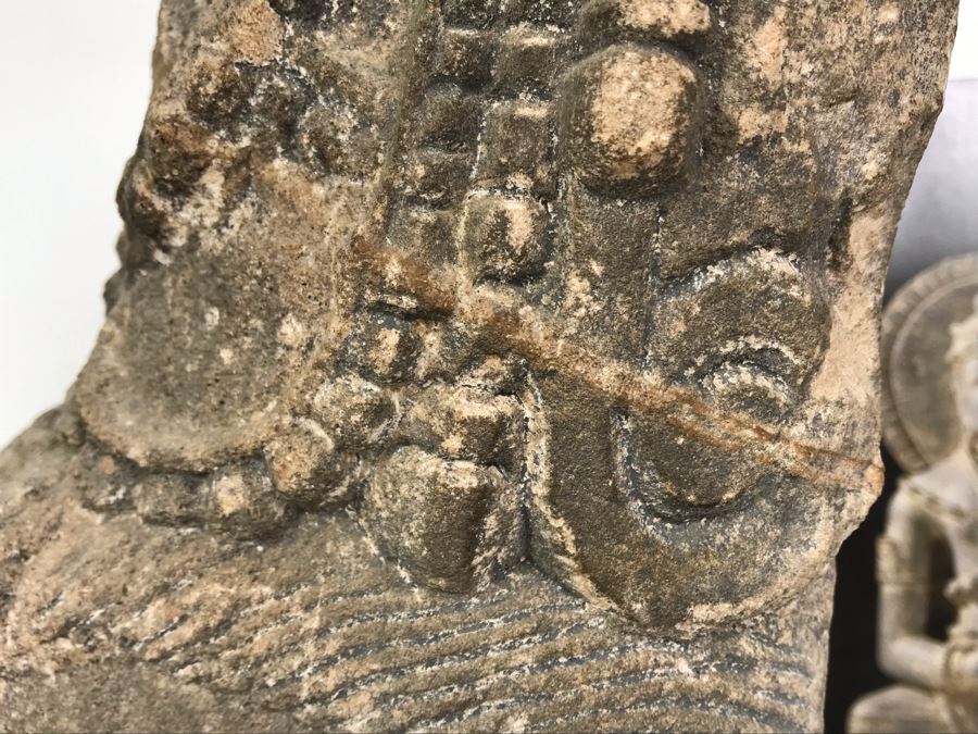 Antique Carved Stone Buddha Sculpture Head Bust With Buddha Sculpture Book 5.5W X 4.5D X 11.5H [Photo 8]