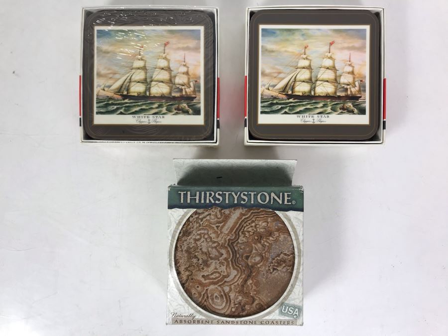 (12) New Clipper Ships Coasters And (4) New Agate Coasters