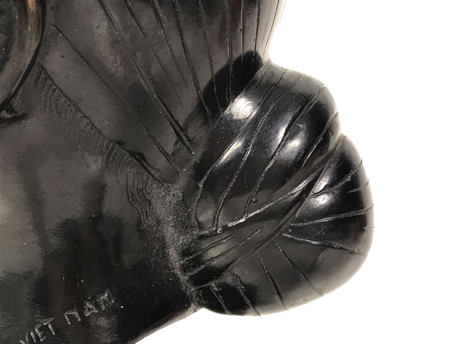 Bronze Alloy Bust Of Vietnamese Woman On Wooden Stand 4W X 5.5D X 10.5H [Photo 11]