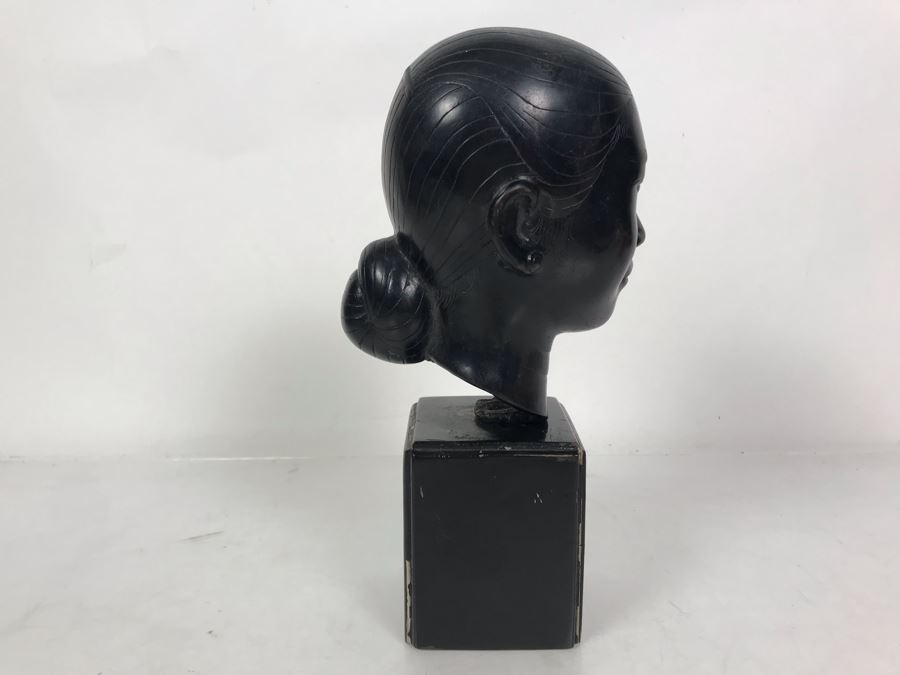 Bronze Alloy Bust Of Vietnamese Woman On Wooden Stand 4W X 5.5D X 10.5H [Photo 13]