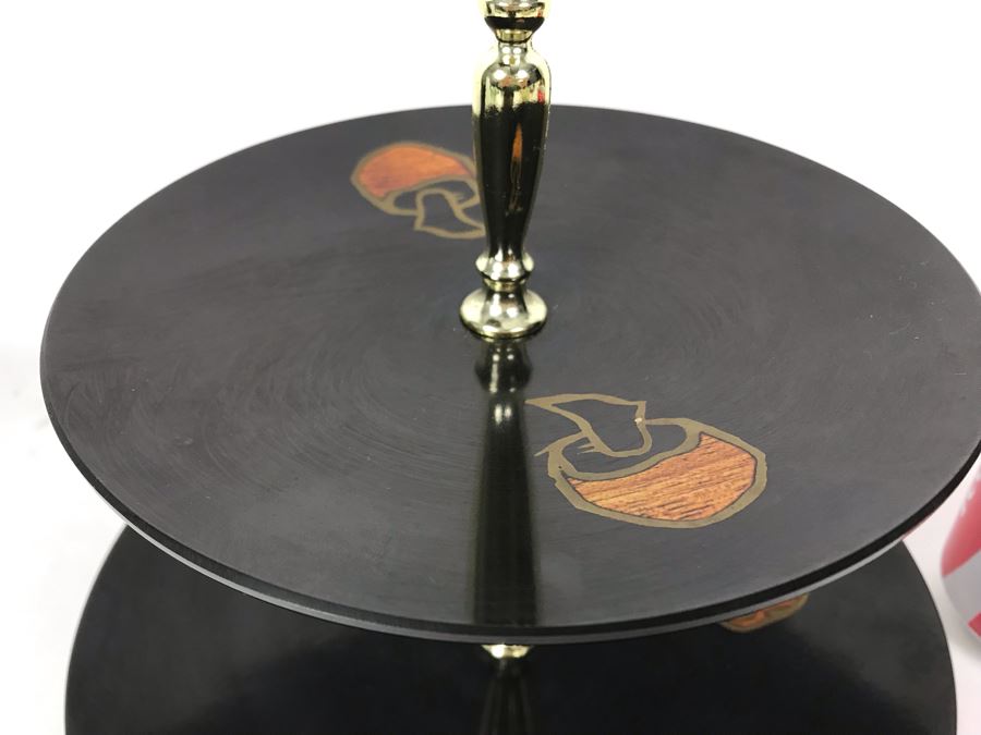 Couroc Of Monterey CA 2-Tier Handled Stand 9W X 10H [Photo 4]