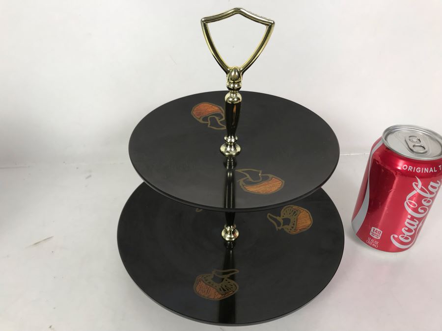 Couroc Of Monterey CA 2-Tier Handled Stand 9W X 10H [Photo 3]