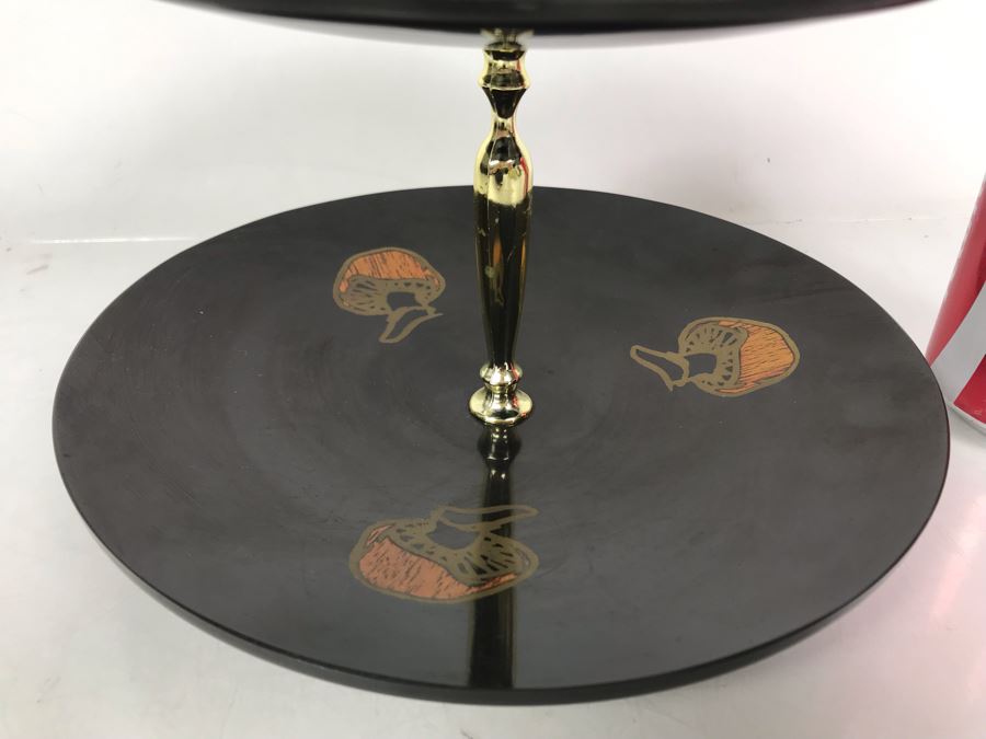 Couroc Of Monterey CA 2-Tier Handled Stand 9W X 10H [Photo 5]