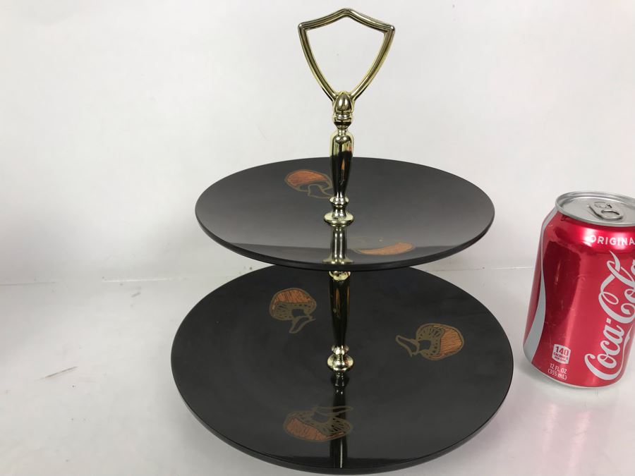 Couroc Of Monterey CA 2-Tier Handled Stand 9W X 10H