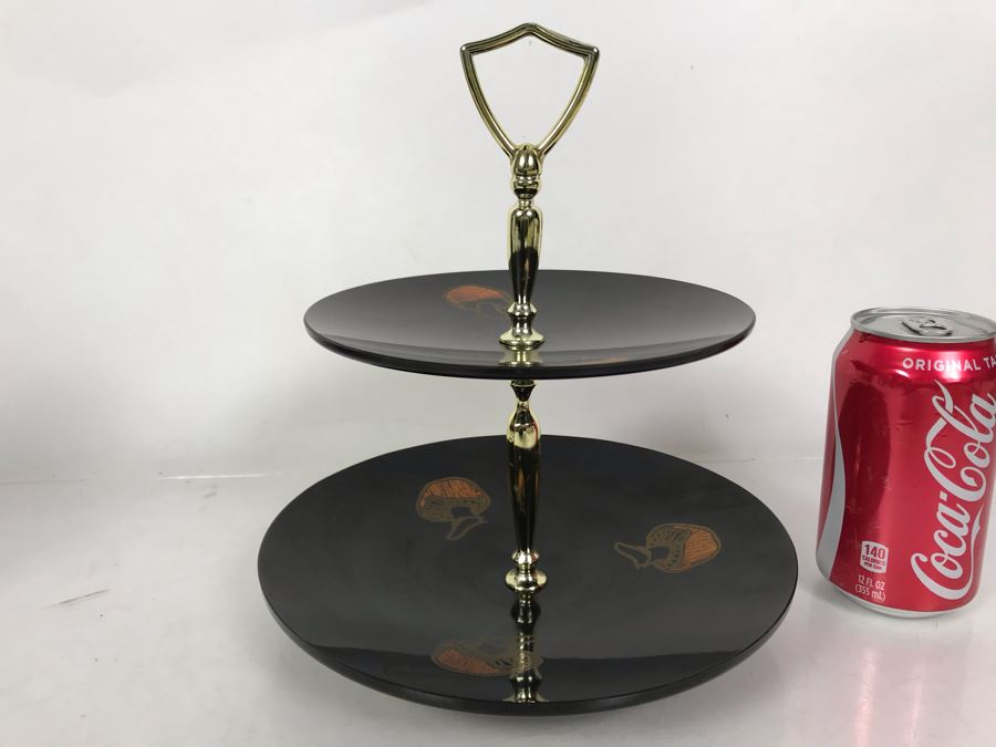 Couroc Of Monterey CA 2-Tier Handled Stand 9W X 10H [Photo 2]