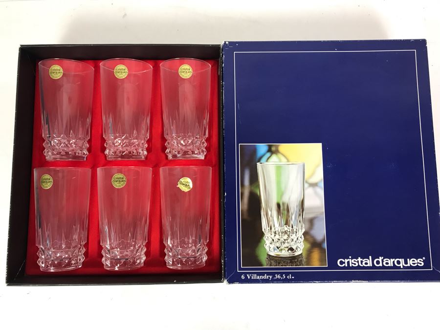 New Set Of (6) Cristal D'Arques Crystal Glasses Villandry