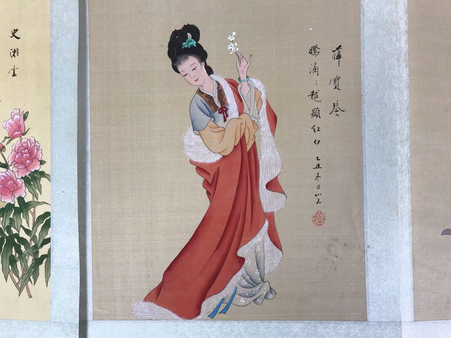 Vintage Set Of (8) Original Signed Chinese Silk Paintings Of Woman 8 X 10 [Photo 40]