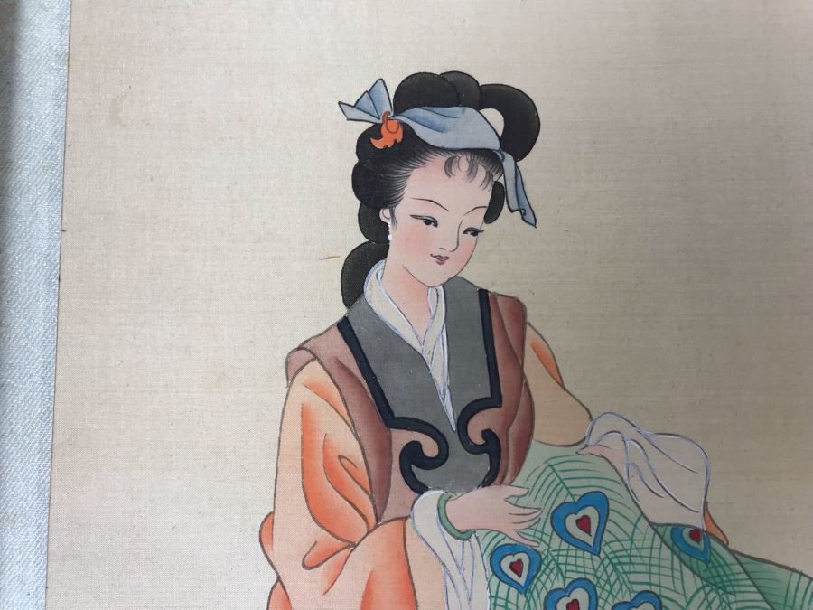 Vintage Set Of (8) Original Signed Chinese Silk Paintings Of Woman 8 X 10 [Photo 46]