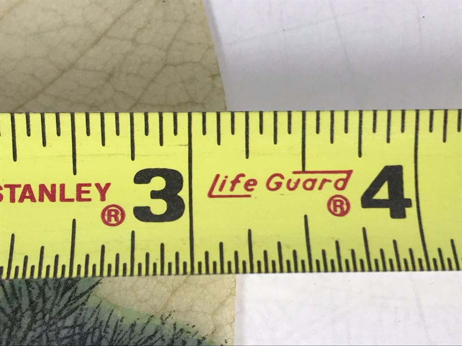 Vintage Chinese Painting On Fig Leaf Bodhi Tree Featuring Red Crowned Cranes 3.25 X 8 [Photo 22]