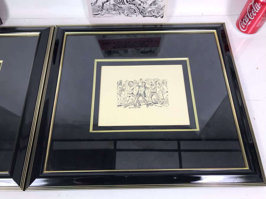Pair Of Nicely Framed Jose Guadalupe Posada Mexican Prints 8W X 6H And Pair Of Posada Books [Photo 5]