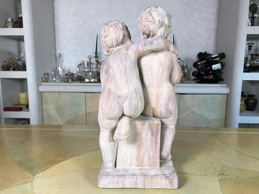 Plaster Sculpture Of Children Embracing Each Other 9W X 19.5H [Photo 3]