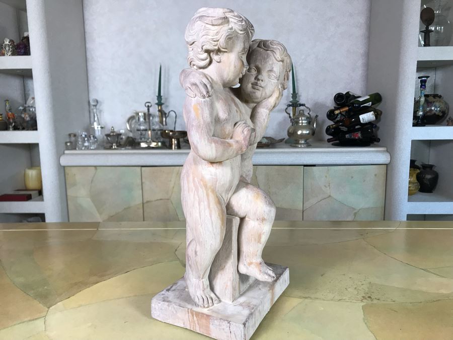 Plaster Sculpture Of Children Embracing Each Other 9W X 19.5H [Photo 2]