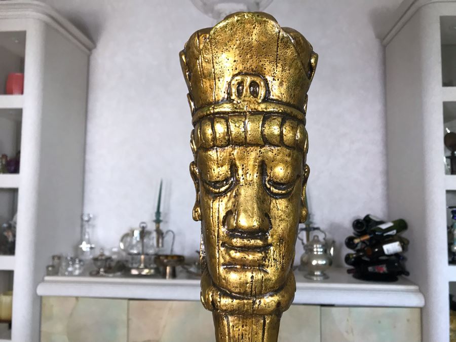 Italian Gold Tone Plaster Sculpture Chess Piece 29H [Photo 3]