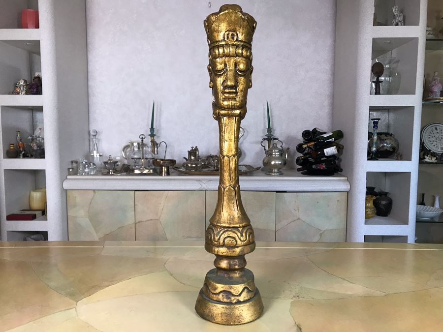 Italian Gold Tone Plaster Sculpture Chess Piece 29H [Photo 2]