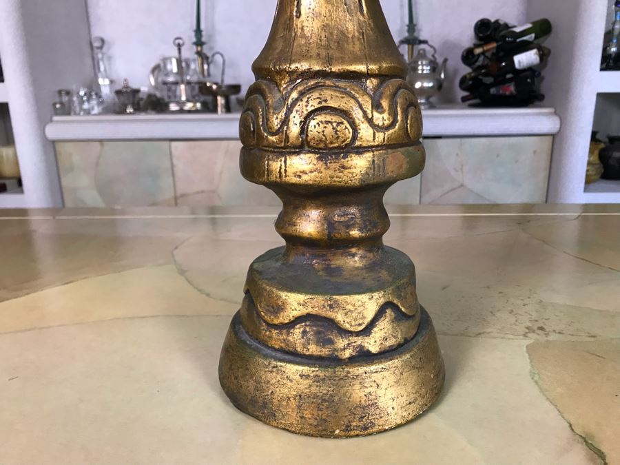 Italian Gold Tone Plaster Sculpture Chess Piece 29H [Photo 4]