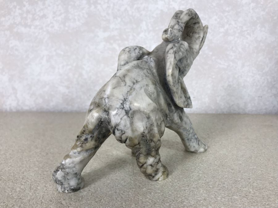 Hand Carved Carrara Marble Elephant From Rome Italy 7.5W X 6.5H [Photo 7]
