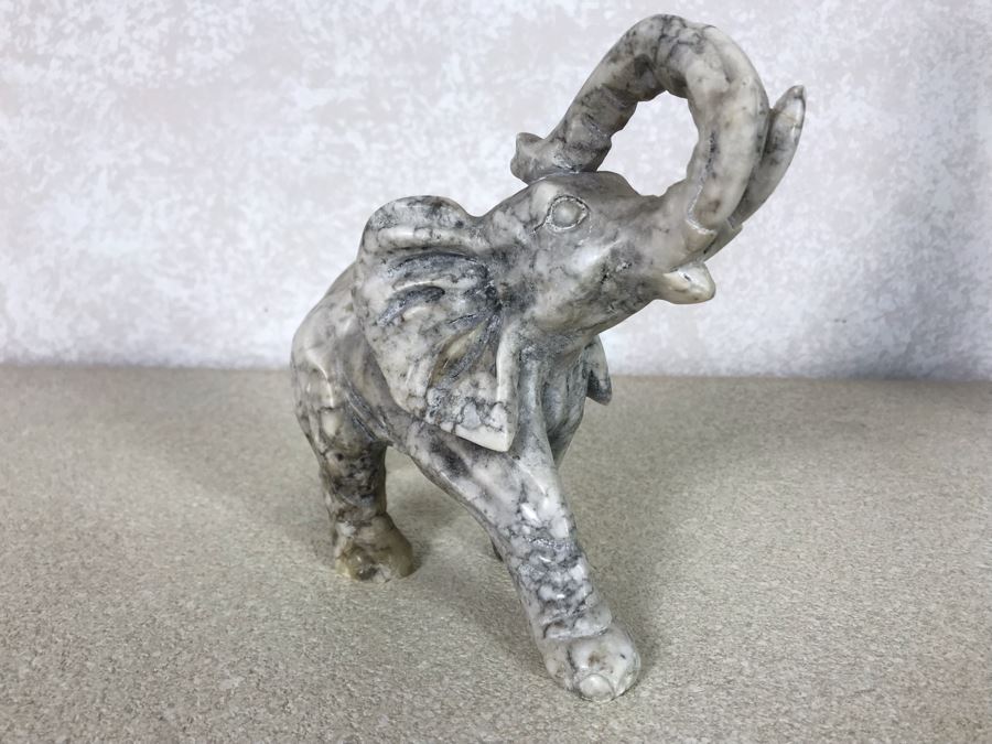 Hand Carved Carrara Marble Elephant From Rome Italy 7.5W X 6.5H [Photo 5]
