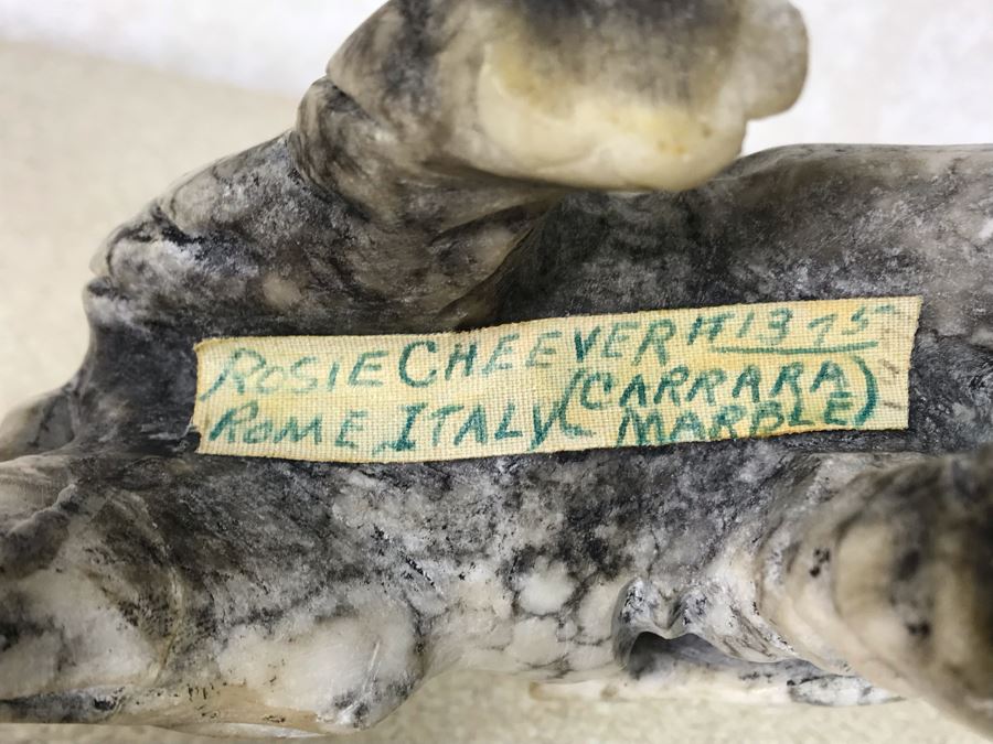 Hand Carved Carrara Marble Elephant From Rome Italy 7.5W X 6.5H [Photo 8]