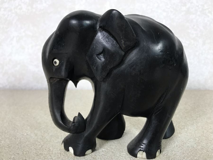 Carved Wooden Elephant Sculpture 5W X 5H [Photo 2]