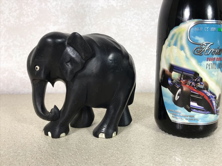 Carved Wooden Elephant Sculpture 5W X 5H [Photo 3]