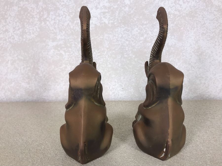 Pair Of Vintage Brass Elephant Bookends 4W X 8.5H [Photo 6]