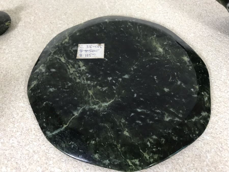 Vintage Asian Carved Green Jadeite Jade Sake Set Retailed $250 [Photo 12]