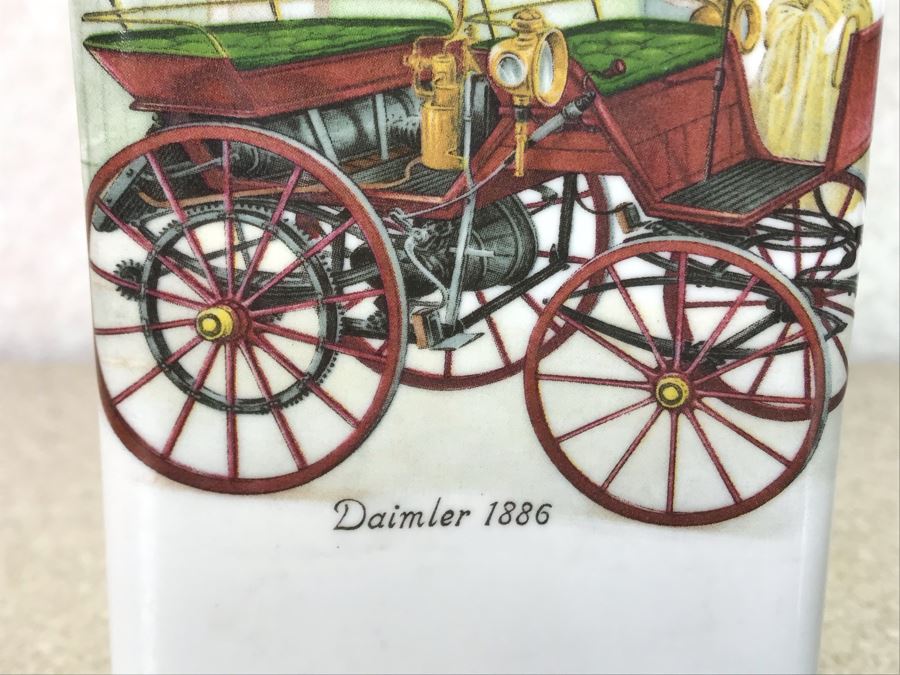 Porcelaine De Bruxelles Whiskey Decanter With Antique Cars [Photo 4]