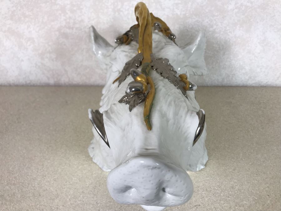 Rare Antique Florence Italy Mangani Boar Soup Tureen 17W X 9D X 11H [Photo 9]