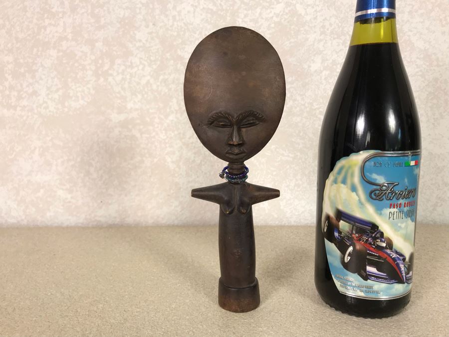 Carved Wooden African Fertility Figure Doll 3W X 9H