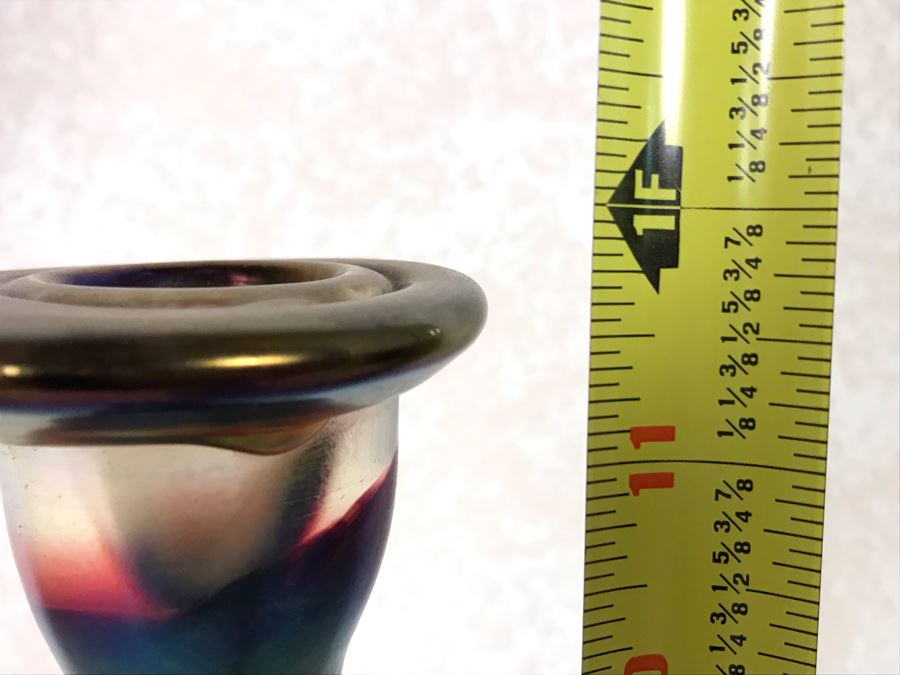 Hand Crafted Studio Art Glass Candlestick 12H [Photo 8]