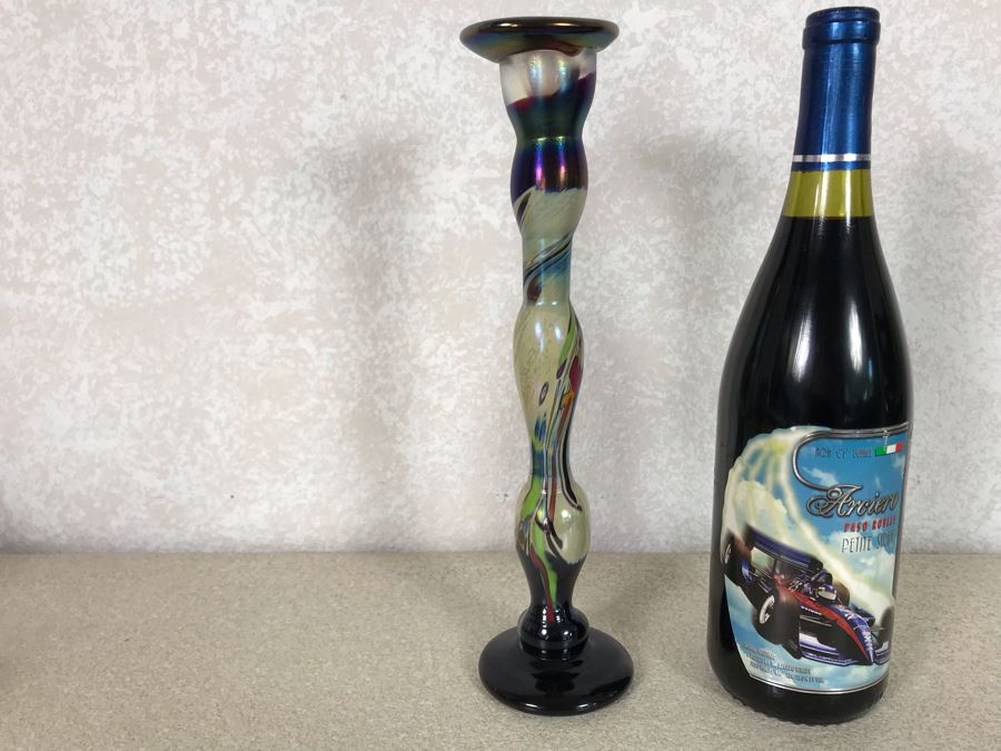 Hand Crafted Studio Art Glass Candlestick 12H [Photo 1]