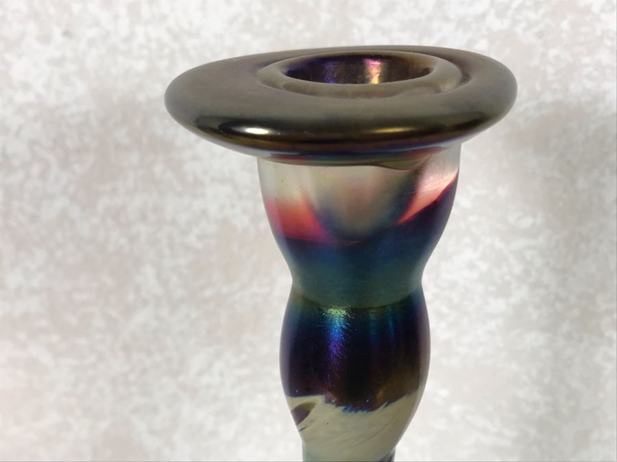 Hand Crafted Studio Art Glass Candlestick 12H [Photo 6]