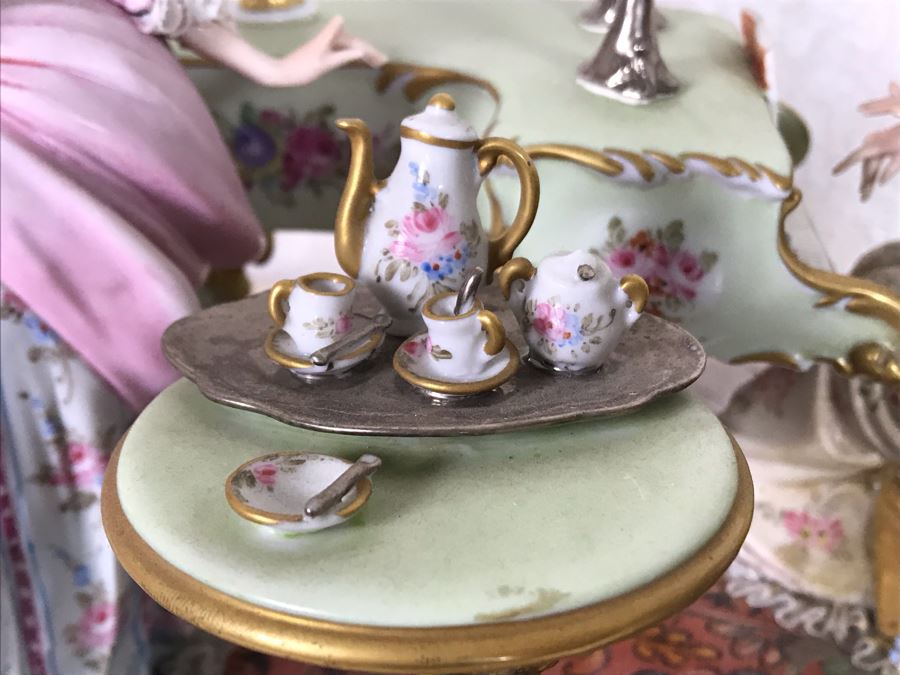 Monumental Italian Capodimonte Porcelain Figurine Of Woman Admiringly Listening To Woman Playing Piano And Man Playing Cello (See Photos For Defects) 18W X 12D X 11H [Photo 9]