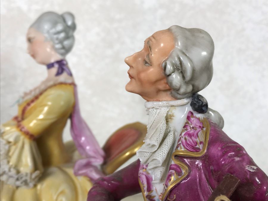 Monumental Italian Capodimonte Porcelain Figurine Of Woman Admiringly Listening To Woman Playing Piano And Man Playing Cello (See Photos For Defects) 18W X 12D X 11H [Photo 12]