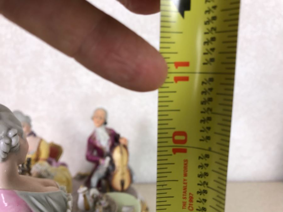 Monumental Italian Capodimonte Porcelain Figurine Of Woman Admiringly Listening To Woman Playing Piano And Man Playing Cello (See Photos For Defects) 18W X 12D X 11H [Photo 49]