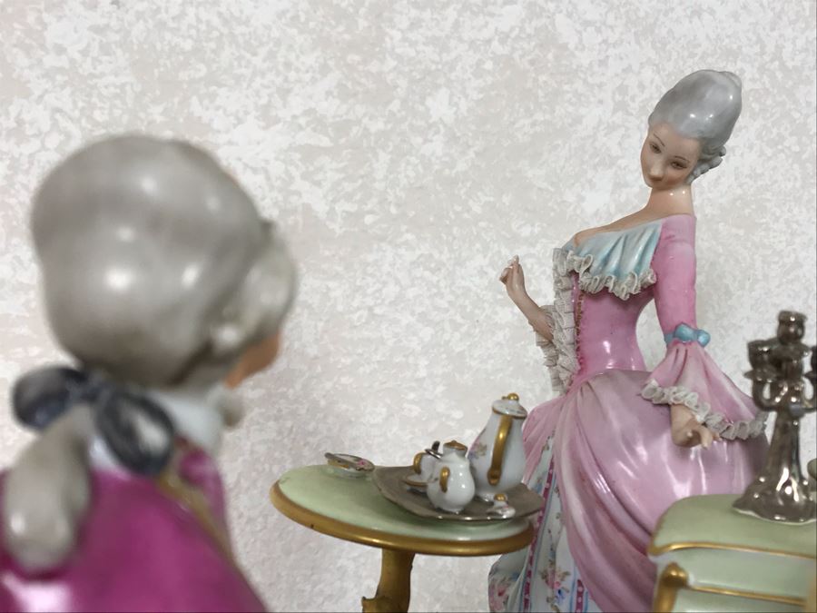 Monumental Italian Capodimonte Porcelain Figurine Of Woman Admiringly Listening To Woman Playing Piano And Man Playing Cello (See Photos For Defects) 18W X 12D X 11H [Photo 33]
