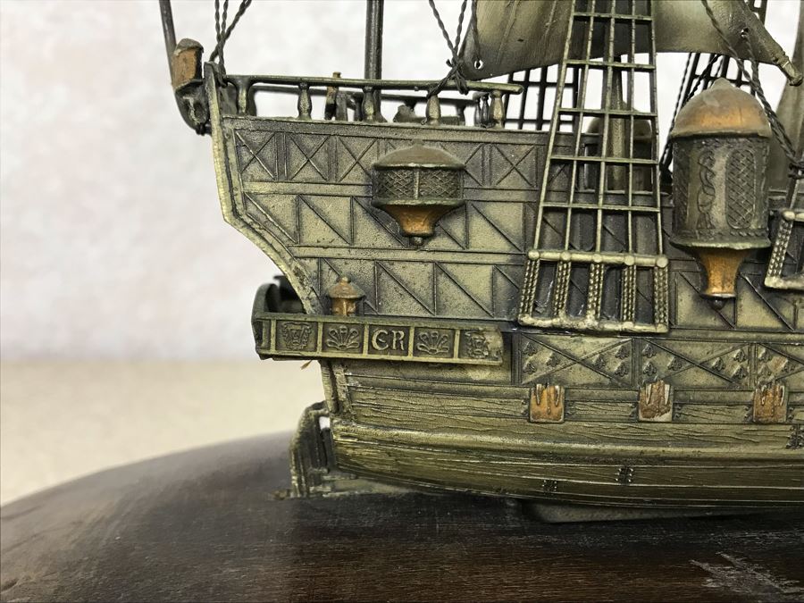 Metal English Sailing Ship Ark Royal Model With Wooden Base 10W X 5D X 9H [Photo 15]