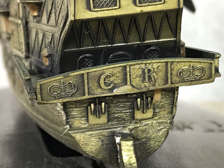 Metal English Sailing Ship Ark Royal Model With Wooden Base 10W X 5D X 9H [Photo 12]