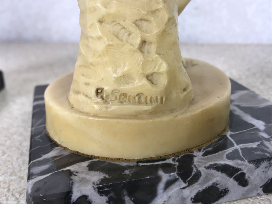 Three Sculptor A. Santini Classic Figure Sculptures And One Unknown Sculpture Figurine 7.5H - 4H [Photo 20]