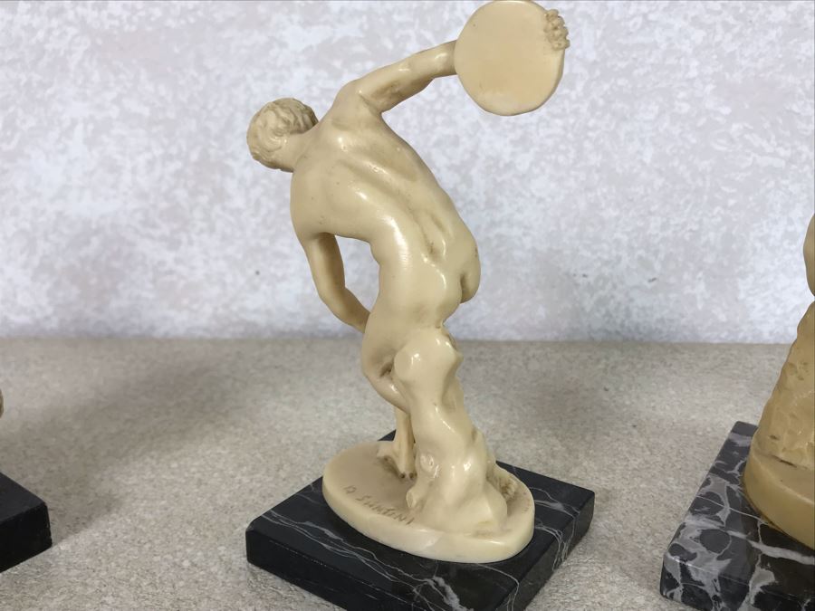 Three Sculptor A. Santini Classic Figure Sculptures And One Unknown Sculpture Figurine 7.5H - 4H [Photo 14]