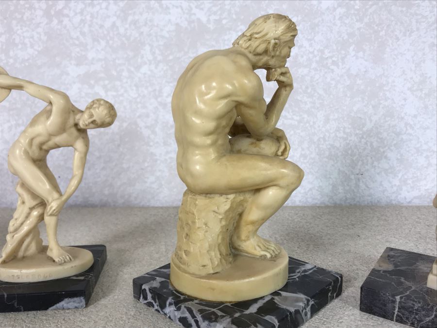 Three Sculptor A. Santini Classic Figure Sculptures And One Unknown Sculpture Figurine 7.5H - 4H [Photo 19]