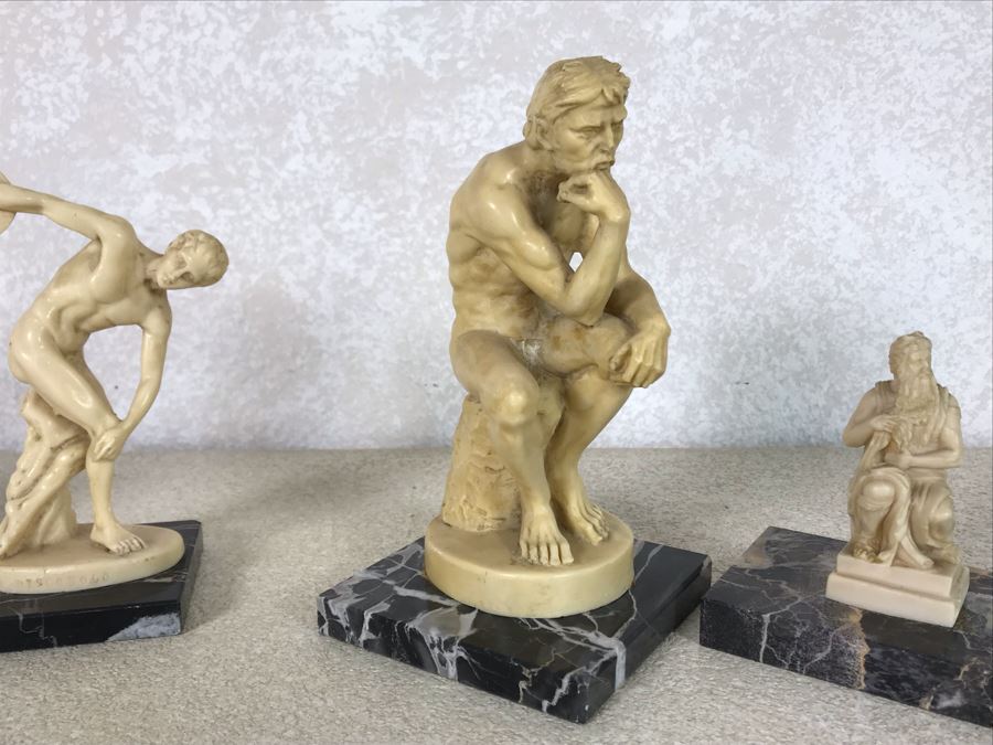 Three Sculptor A. Santini Classic Figure Sculptures And One Unknown Sculpture Figurine 7.5H - 4H [Photo 16]